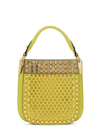 Желтая кожаная сумка через плечо от Prada