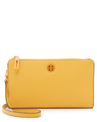 Женская желтая кожаная сумка от Tory Burch