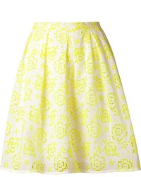 Желтая короткая юбка-солнце с цветочным принтом от Christopher Kane