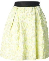 Желтая короткая юбка-солнце с цветочным принтом от Pinko