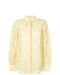 Желтая кружевная блуза на пуговицах от N°21