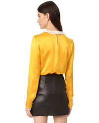 Желтая кружевная блузка от The Kooples