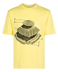 Мужская желтая кружевная футболка с круглым вырезом с принтом от Palace