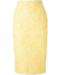 Желтая кружевная юбка-карандаш