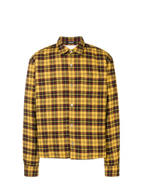 Мужская желтая куртка-рубашка в шотландскую клетку от Undercover