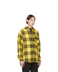 Мужская желтая куртка-рубашка в шотландскую клетку от Palm Angels