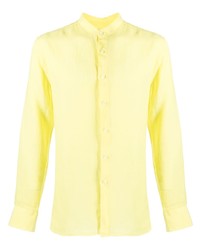 Мужская желтая льняная рубашка с длинным рукавом от 120% Lino
