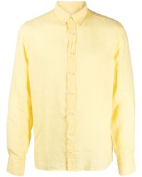 Мужская желтая льняная рубашка с длинным рукавом от Hackett