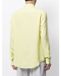 Мужская желтая льняная рубашка с длинным рукавом от Emporio Armani