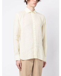Мужская желтая льняная рубашка с длинным рукавом от 120% Lino