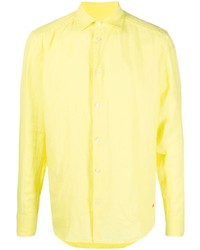 Мужская желтая льняная рубашка с длинным рукавом от Peuterey