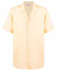 Мужская желтая льняная рубашка с коротким рукавом от Manuel Ritz