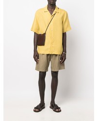 Мужская желтая льняная рубашка с коротким рукавом от Paul Smith