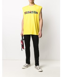 Мужская желтая майка с вышивкой от Moschino