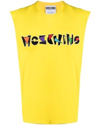 Мужская желтая майка с вышивкой от Moschino