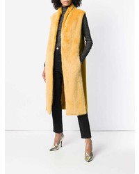 Женская желтая меховая безрукавка от Liska