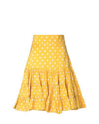 Желтая мини-юбка с рюшами