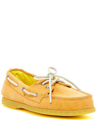 Желтая обувь из плотной ткани