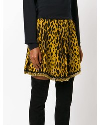 Желтая пышная юбка с леопардовым принтом от Versace Vintage