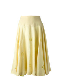 Желтая пышная юбка с цветочным принтом