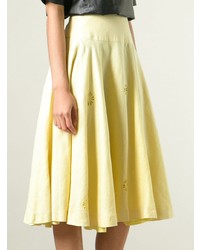 Желтая пышная юбка с цветочным принтом от Céline Vintage