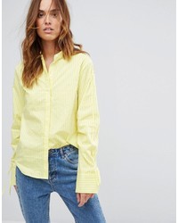 Женская желтая рубашка в вертикальную полоску от Warehouse