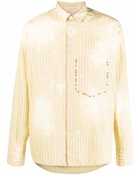 Мужская желтая рубашка с длинным рукавом в вертикальную полоску от Corelate