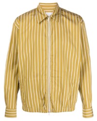 Мужская желтая рубашка с длинным рукавом в вертикальную полоску от PT TORINO