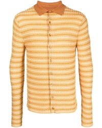 Мужская желтая рубашка с длинным рукавом в горизонтальную полоску от Eckhaus Latta
