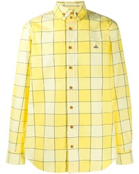Мужская желтая рубашка с длинным рукавом в клетку от Vivienne Westwood
