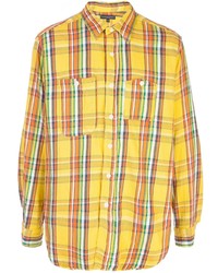 Мужская желтая рубашка с длинным рукавом в шотландскую клетку от Engineered Garments