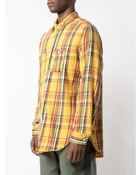 Мужская желтая рубашка с длинным рукавом в шотландскую клетку от Engineered Garments