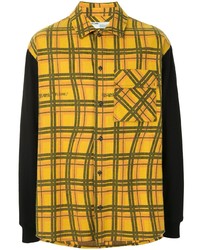 Мужская желтая рубашка с длинным рукавом в шотландскую клетку от Off-White