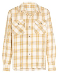 Мужская желтая рубашка с длинным рукавом в шотландскую клетку от Sunflower