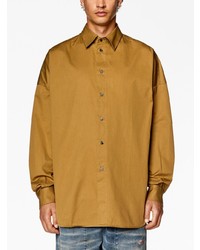 Мужская желтая рубашка с длинным рукавом с вышивкой от Diesel