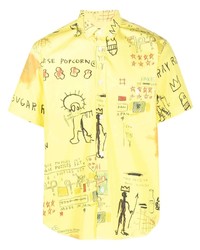 Мужская желтая рубашка с длинным рукавом с принтом от Junya Watanabe