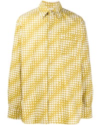 Мужская желтая рубашка с длинным рукавом с принтом от Marni