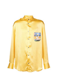 Мужская желтая рубашка с длинным рукавом с принтом от The Elder Statesman