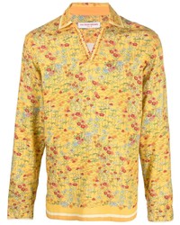 Мужская желтая рубашка с длинным рукавом с цветочным принтом от Orlebar Brown