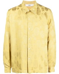Мужская желтая рубашка с длинным рукавом с цветочным принтом от Séfr