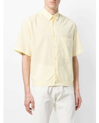 Мужская желтая рубашка с коротким рукавом в вертикальную полоску от Cmmn Swdn