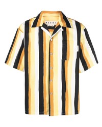Мужская желтая рубашка с коротким рукавом в вертикальную полоску от Marni