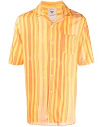 Мужская желтая рубашка с коротким рукавом в вертикальную полоску от OAS Company