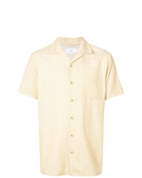 Мужская желтая рубашка с коротким рукавом в вертикальную полоску от Onia