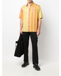 Мужская желтая рубашка с коротким рукавом в вертикальную полоску от Diesel