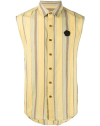 Мужская желтая рубашка с коротким рукавом в вертикальную полоску от Viktor & Rolf