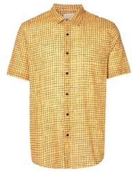 Мужская желтая рубашка с коротким рукавом в клетку от OSKLEN
