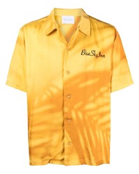 Мужская желтая рубашка с коротким рукавом с вышивкой от BLUE SKY INN