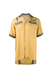 Мужская желтая рубашка с коротким рукавом с вышивкой от Maison Mihara Yasuhiro