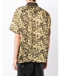 Мужская желтая рубашка с коротким рукавом с леопардовым принтом от Toga Virilis